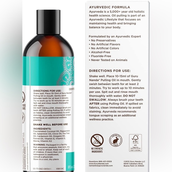 Brand new in box GuruNanda Coconut Oil Pulling with 7 Essential Oils - Picture 3 of 5